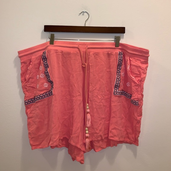 Est. 1946 Rayon Pink & Blue w Beads Shorts 26/28W - Picture 2 of 12